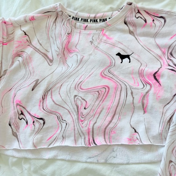 Victoria's Secret Pink Marble Tie-Dye Cropped Long Sleeve Pullover - Picture 6 of 8